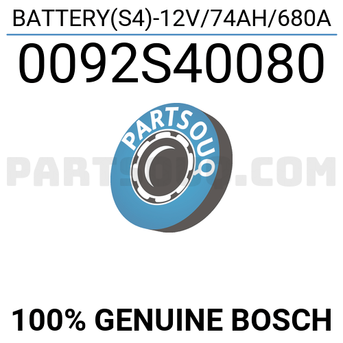 BATTERY(S4)-12V/74AH/680A 0092S40080, Bosch Parts