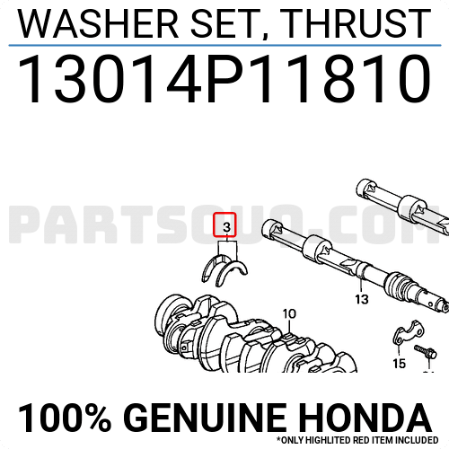Genuine Honda 13014-P11-810 Thrust Washer Set 