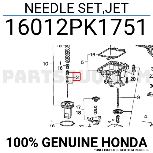 NEEDLE SET,JET 16012PK1751 | Honda Parts | PartSouq