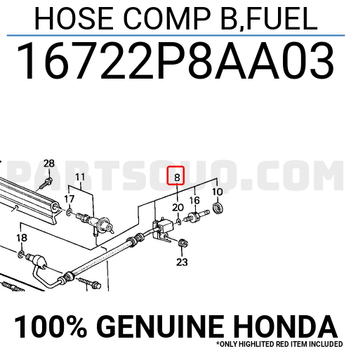 HOSE COMP B,FUEL 16722P8AA03 | Honda Parts | PartSouq