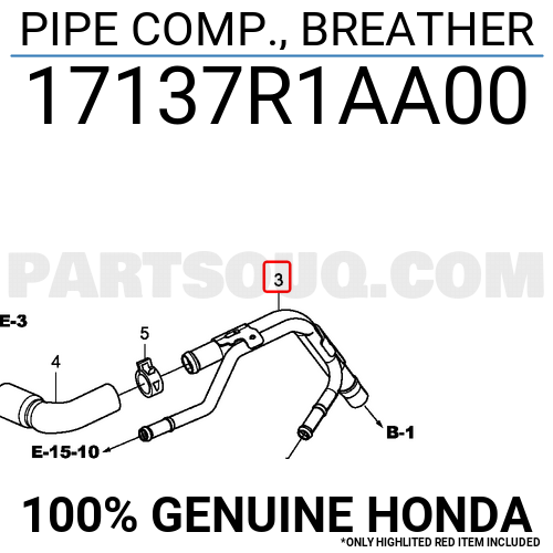 PIPE COMP., BREATHER 17137R1AA00 | Honda Parts | PartSouq