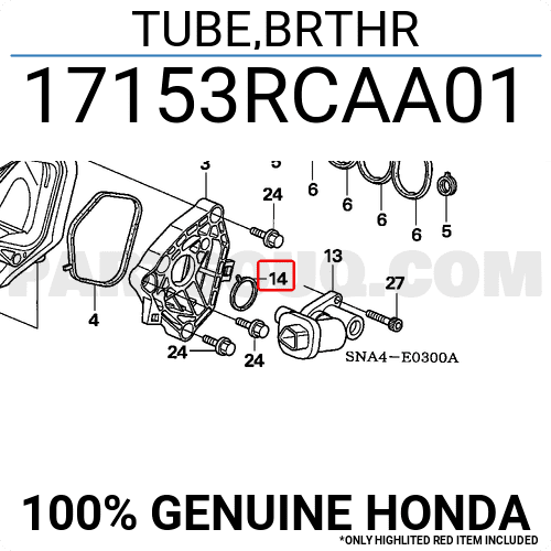 TUBE,BRTHR 17153RCAA01 | Honda Parts | PartSouq
