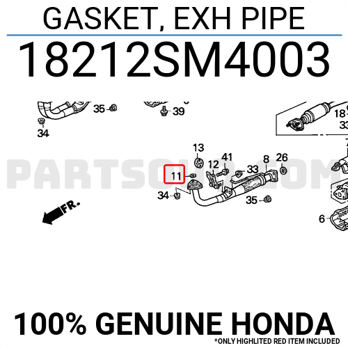 GASKET, EXH PIPE 18212SM4003 | Honda Parts | PartSouq