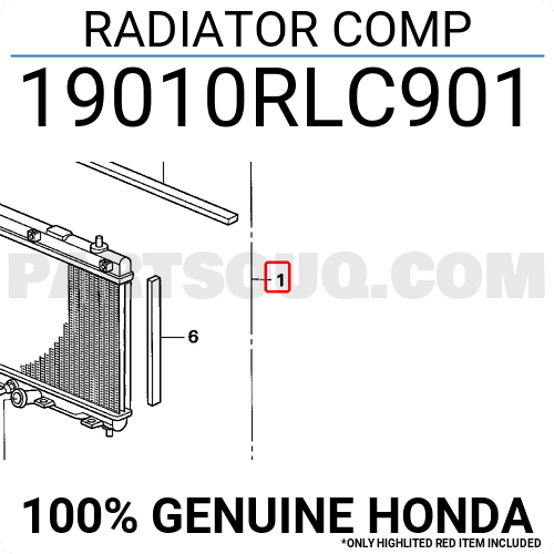 19010RLC901 Honda RADIATOR COMP