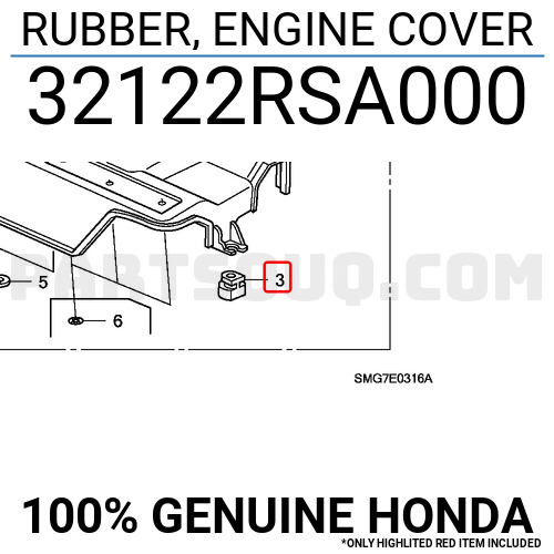 RUBBER, ENGINE COVER 32122RSA000 | Honda Parts | PartSouq