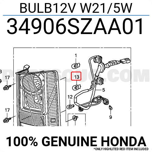 34906-ST5-003  BULB (12V 21W/5W) (STANLEY) - Bernardi Parts Honda