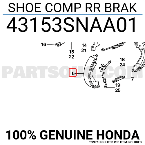 BRAKE SHOE 43153SNAA02 | JFBK Parts | PartSouq