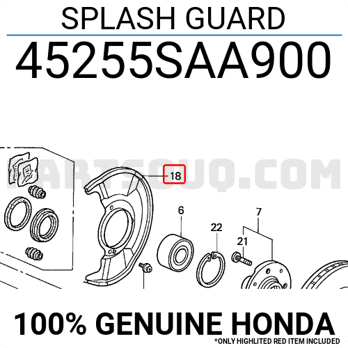SPLASH GUARD 45255SAA900 | Honda Parts | PartSouq