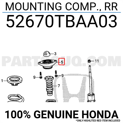 RUBBER COMP., RR. SH 52670TBGA01 | Honda Parts | PartSouq