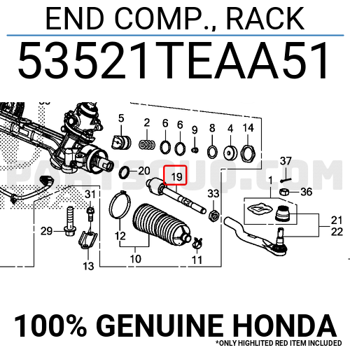 53521TEAA51 Honda END COMP., RACK