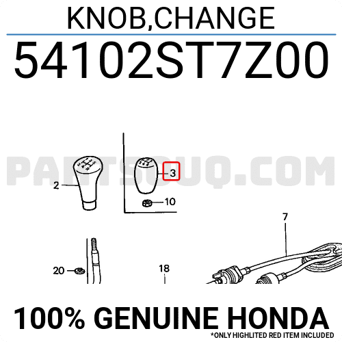KNOB,CHANGE 54102ST7Z00 | Honda Parts | PartSouq