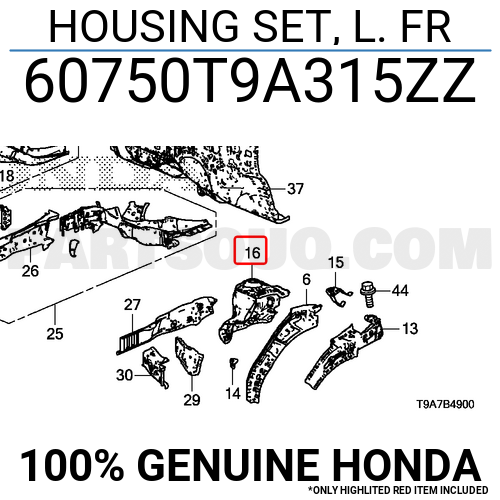 HOUSING SET, L. FR 60750T9A315ZZ | Honda Parts | PartSouq