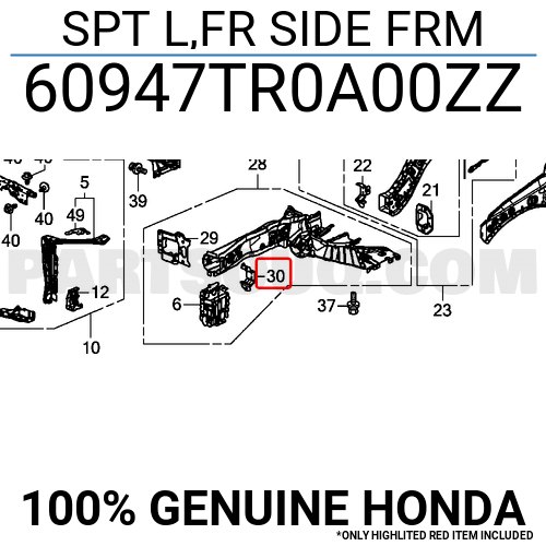 SPT L,FR SIDE FRM 60947TR0A00ZZ | Honda Parts | PartSouq
