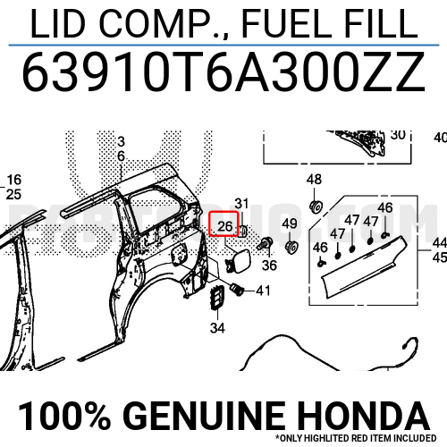 LID COMP., FUEL FILL 63910T6A300ZZ | Honda Parts | PartSouq