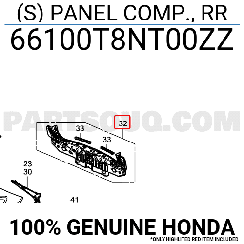 (S) PANEL COMP., RR 66100T8NT00ZZ | Honda Parts | PartSouq