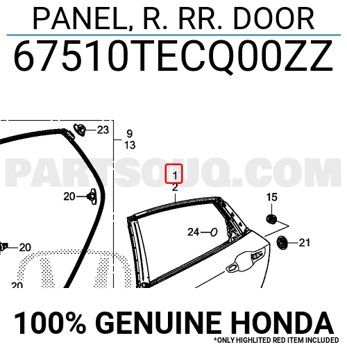 PANEL, R. RR. DOOR 67510TECQ00ZZ | Honda Parts | PartSouq