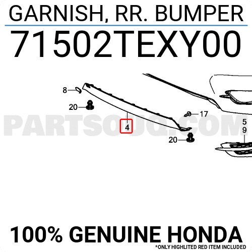 GARNISH, RR. BUMPER 71502TEXY00 | Honda Parts | PartSouq