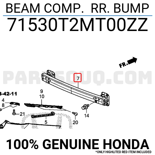 BEAM COMP. RR. BUMP 71530T2MT00ZZ | Honda Parts | PartSouq