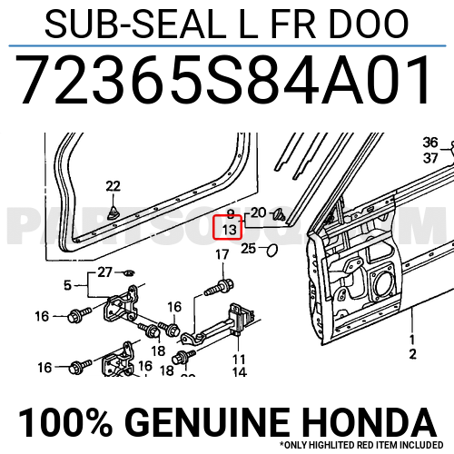 SUB-SEAL L FR DOO 72365S84A01 | Honda Parts | PartSouq