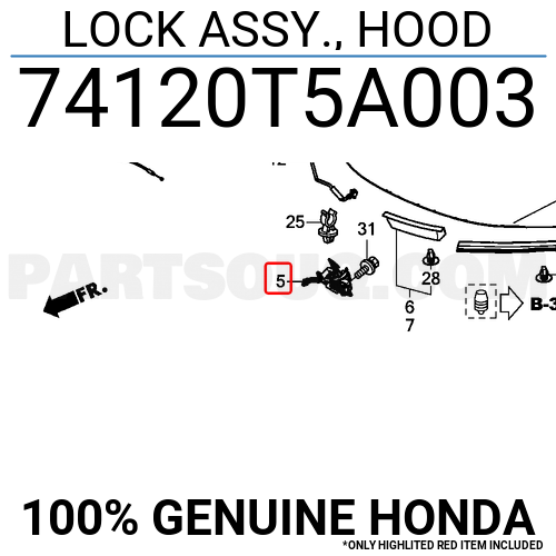 LOCK ASSY., HOOD 74120T5A003 | Honda Parts | PartSouq