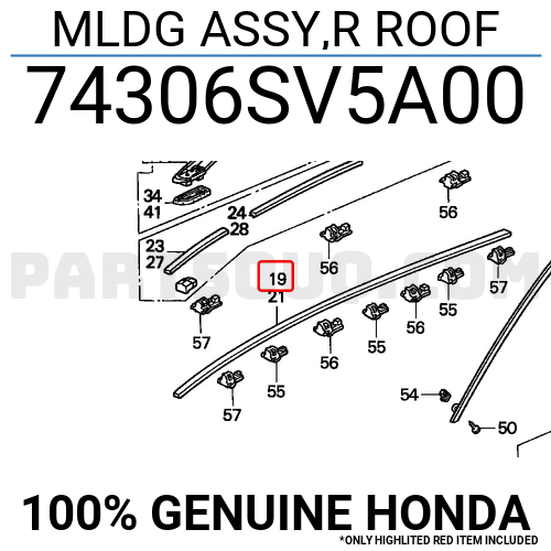 MLDG ASSY,R ROOF 74306SV5A00 | Honda Parts | PartSouq