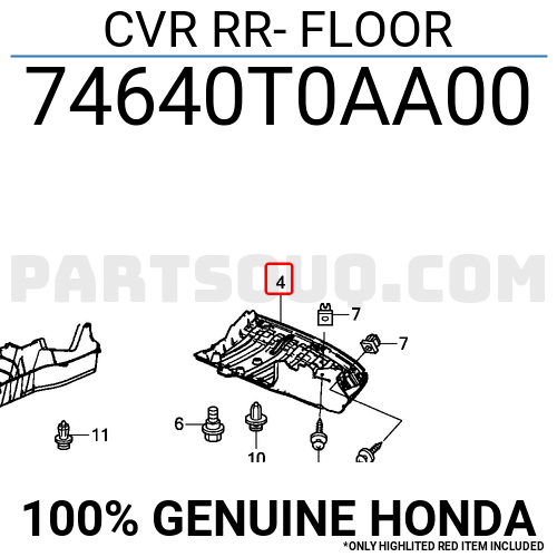 74640T0AA00 Honda CVR RR- FLOOR