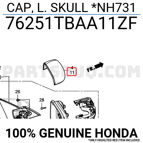 CAP, L. SKULL *NH731 76251TBAA11ZF | Honda Parts | PartSouq