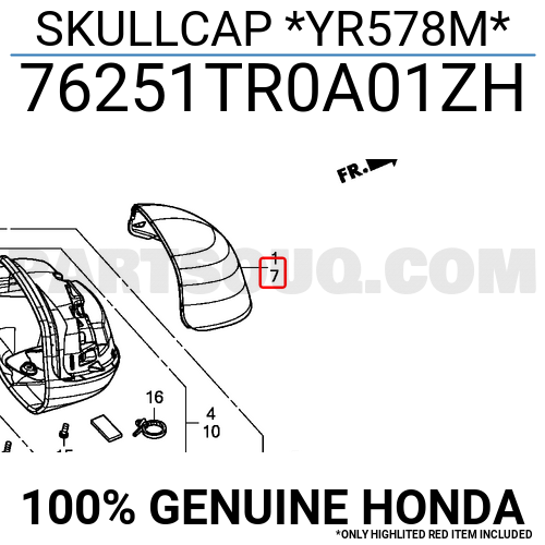 SKULLCAP *YR578M* 76251TR0A01ZH Honda Parts PartSouq