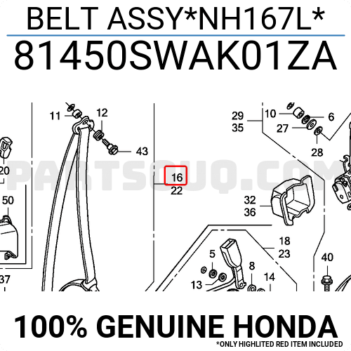 BELT ASSY*NH167L* 81450SWAK52ZA | Honda Parts | PartSouq