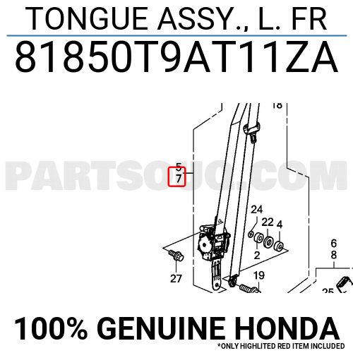 TONGUE ASSY., L. FR 81850T9AT11ZA | Honda Parts | PartSouq