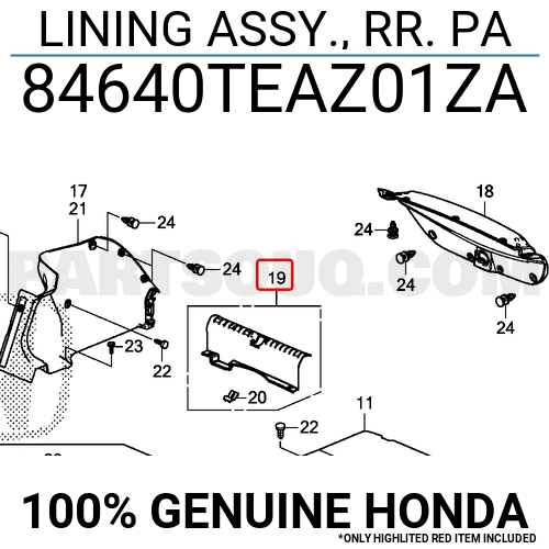 84640TEAZ01ZA Honda LINING ASSY., RR. PA