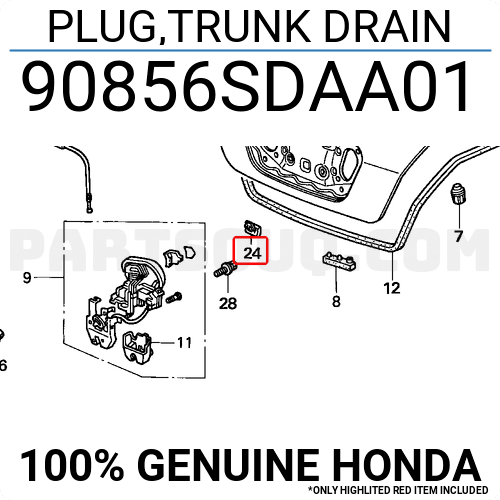 PLUG,TRUNK DRAIN 90856SDAA01 | Honda Parts | PartSouq