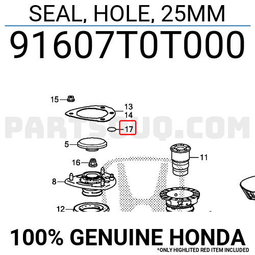 SEAL, HOLE, 25MM 91607T0T000 | Honda Parts | PartSouq