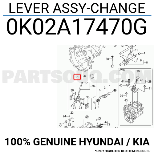 LEVER ASSY-CHANGE 0K02A17470G | Hyundai / KIA Parts | PartSouq