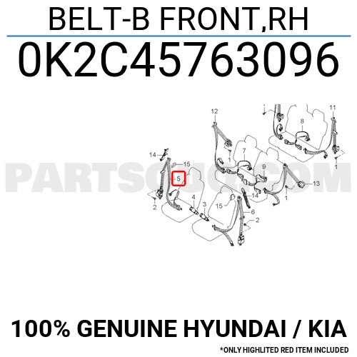 BELT-B FRONT,RH 0K2C45763096 | Hyundai / KIA Parts | PartSouq