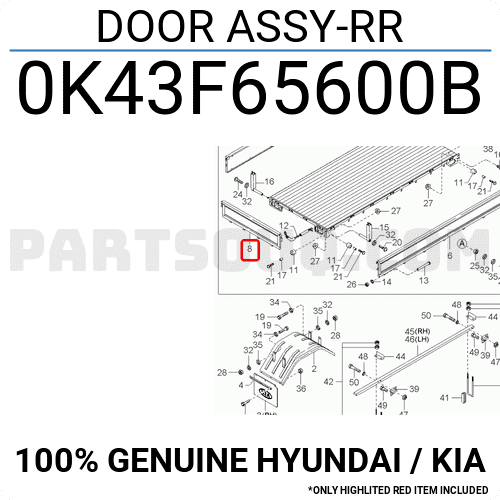 DOOR ASSY-RR 0K43F65600B | Hyundai / KIA Parts | PartSouq