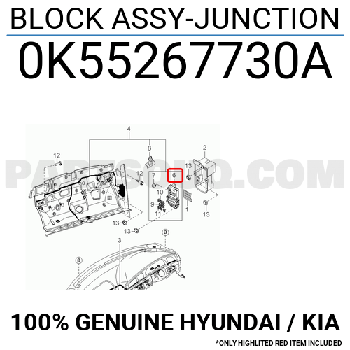 BLOCK ASSY-JUNCTION 0K55267730A | Hyundai / KIA Parts | PartSouq