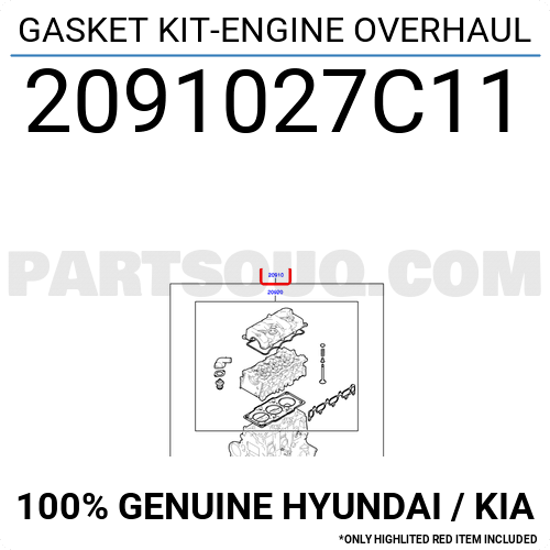 Genuine Hyundai 20910-27C00 Engine Overhaul Gasket Kit 