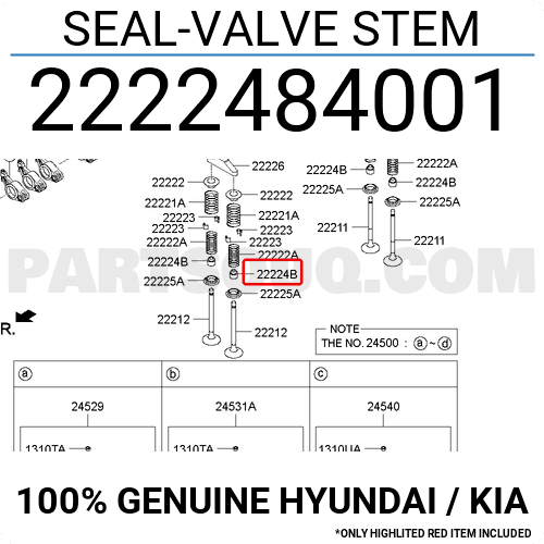 SEAL-VALVE STEM 2222484001 | Hyundai / KIA Parts | PartSouq
