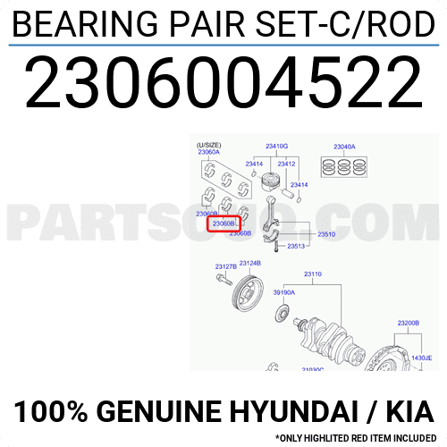 BEARING PAIR SET-C/ROD 2306004522 | Hyundai / KIA Parts | PartSouq
