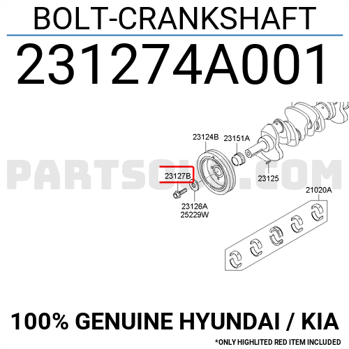 BOLT-CRANKSHAFT 231274A020 | Hyundai / KIA Parts | PartSouq
