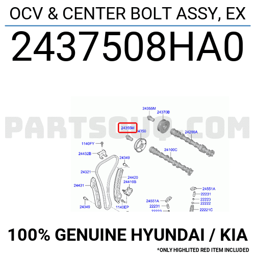 OCV & CENTER BOLT ASSY, EX 2437508HA0 | Hyundai / KIA Parts | PartSouq