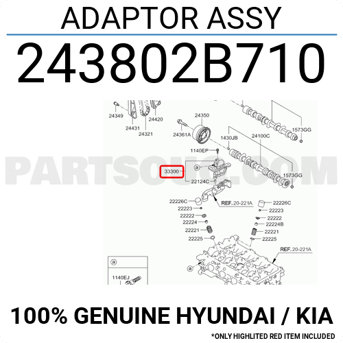 243802B710 for select HYUNDAI KIA models Genuine OEM 24380-2B710 ADAPTOR ASSY 