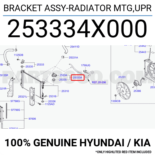 BRACKET ASSY-RADIATOR MTG,UPR 253334X000 | Hyundai / KIA Parts | PartSouq