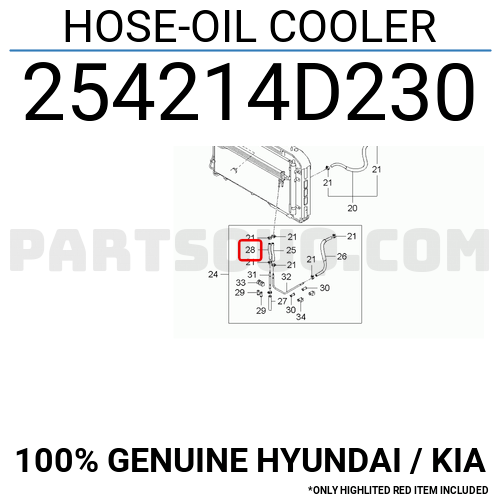 Genuine Hyundai 25421-2D000 Oil Cooling Hose 