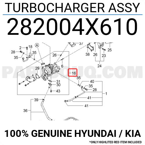 TURBOCHARGER ASSY 282004X610 | Hyundai / KIA Parts | PartSouq