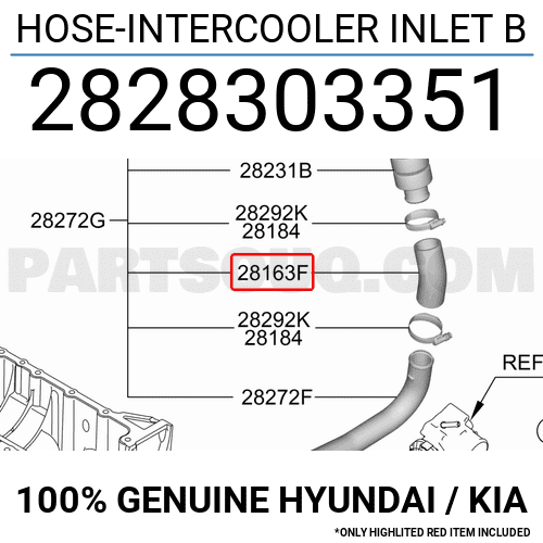 HOSE-INTERCOOLER INLET B 2828303351 | Hyundai / KIA Parts | PartSouq
