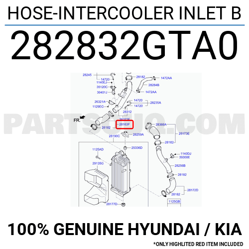 HOSE-INTERCOOLER INLET B 282832GTA0 | Hyundai / KIA Parts | PartSouq