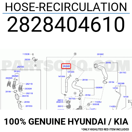 HOSE-RECIRCULATION 2828404610 | Hyundai / KIA Parts | PartSouq