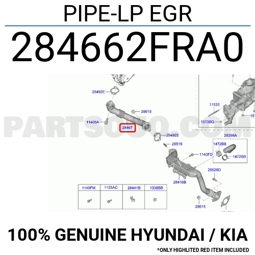 PIPE-LP EGR 284662FRA0 | Hyundai / KIA Parts | PartSouq